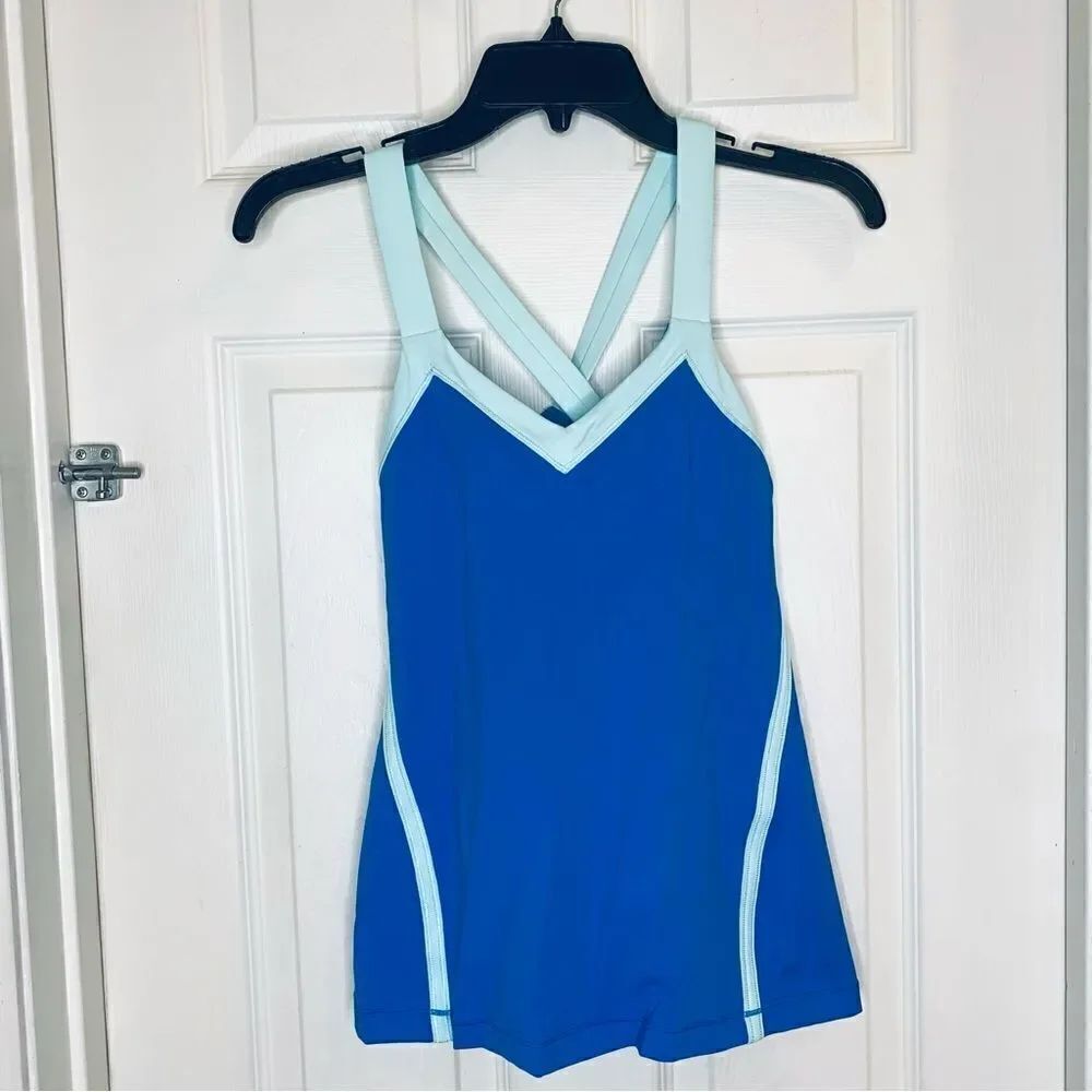 Lululemon Run: Mile A Minute Tank Top Women's Sz 6 Criss Cross Sweetheart Blue